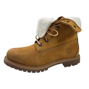 Timberland Roll Top Boots Womens 7 Wheat Nubuck Warm Lined Teddy Fleece WP